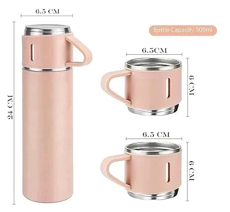 3 In 1 Vacuum Thermal Flask With Cup Set (Random Color)