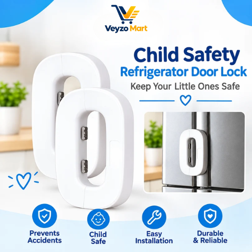 Child Safety Refrigerator Lock, Refrigerator Door Lock, Self Adhesive Freezer Door, Refrigerator Door, Double Safety Button, Home Safe Design, Child Proof Refrigerator Door Lock Multicolor